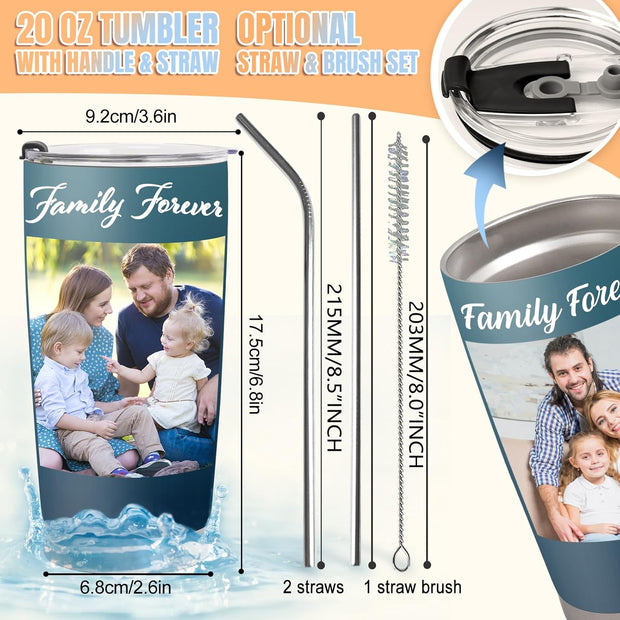 Personalized Coffee Tumbler With Picture Text Name Logo, Custom Photo 20oz Stainless Steel Tumbler With Lid & Insulated, Employee Appreciation Christmas Gifts for Men Women - Customized By Enterprise