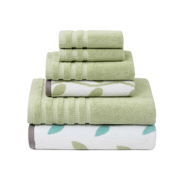 Modern Threads Oxford 6-Piece 100% Cotton Towel Set – Yarn Dyed Jacquard & Solid – Includes 2 Bath Towels, 2 Hand Towels, 2 Washcloths – Absorbent, Quick Dry, Soft & Durable – Aqua