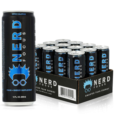 Nerd Focus Zero Calorie Drink | Nootropic Mind Boost & Pre Workout Drink | Sugarfree & Calorie-Free Energy | Mental Clarity, Focus, Performance | Lightly Carbonated | Refreshing Flavor