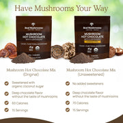 Real Mushrooms Organic Hot Chocolate Mix with Reishi, Turkey Tail, Chaga, Shiitake, Maitake – Cacao Powder Organic Mushroom– 5 Defenders Mushroom Cacao Powder, Vegan, Gluten-Free, 15 Servings
