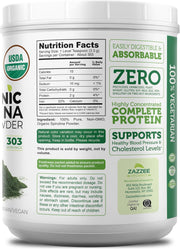 Zazzee Organic Spirulina Powder, 2.2 Pounds (1 KG), USDA Certified, 303 Servings, Kosher, 100% Pure, Non-Irradiated, Mess-Free Wide Mouth Container, Fresh Smell and Neutral Taste, Non-GMO, Gluten-Free
