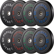 Papababe Weight Plates, 2-Inch Weights Plates Set, Floor Protective Rubber Weight Plates, 10-600lbs Bumper Plates for Barbell Strength Training & Weightlifting (Single/Pair/Full Set)