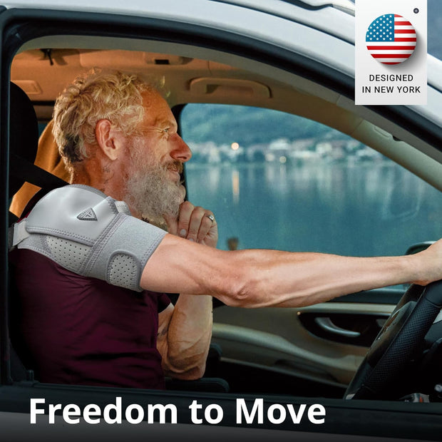 Shoulder Brace - Support & Injury Prevention Brace- Joint Pain Releaser- Shoulder Compression Wrap Strap - Adjustable Injury Accessories for Shoulders - Premium Quality Strap by FIGHTECH (Pink, L-XL)