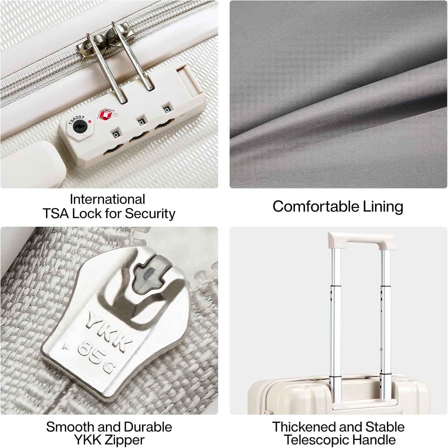 Hanke Luggage Sets 2 piece Carry On Luggage with Wheels PC Hard Shell Suitcases Lightweight Checked Travel Luggage Large Travel Suitcase Woman Men 20/29 Inch(Ivory White)