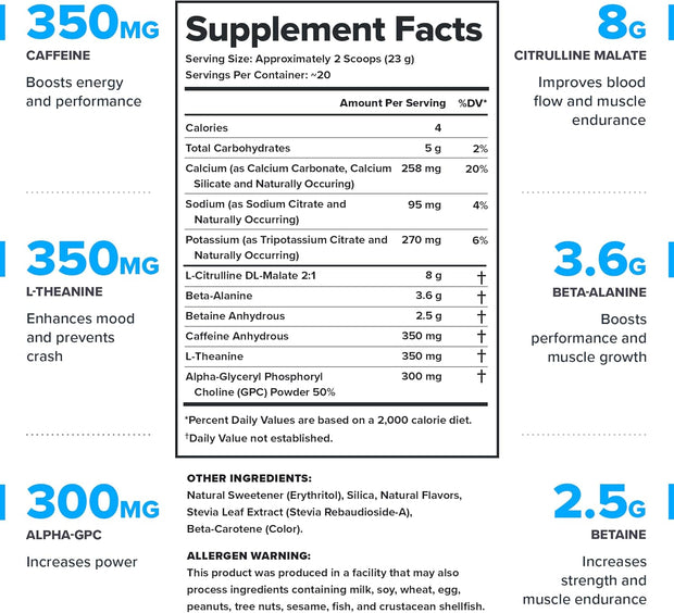 LEGION Pulse Pre Workout - All Natural Nitric Oxide Preworkout Drink to Boost Energy, Creatine Free, Naturally Sweetened, Beta Alanine, Citrulline, Alpha GPC (Tropical Punch)