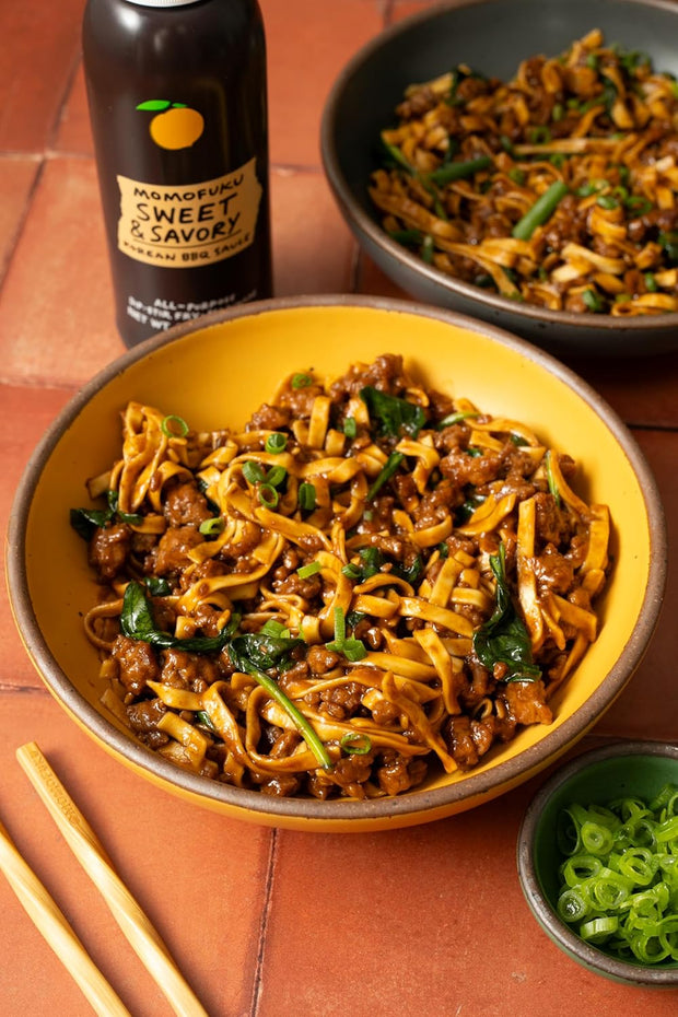 Momofuku Sweet & Savory Korean BBQ Sauce with Soy Sauce, Fresh Ginger, & Pear for Stir Fry, Barbecue, and Marinade; Galbi Style with Smoky, Savory-Sweet Flavor