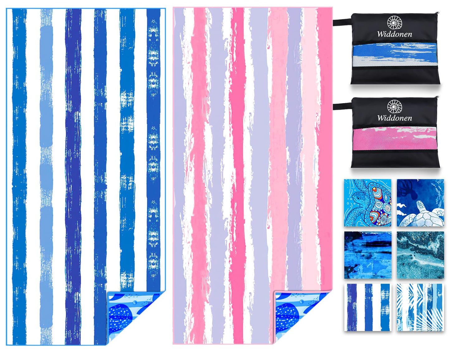 2 Pack Microfiber Lightweight Beach Towel Sand Free Quick Dry Absorbent Thin Compact Towels for Swimming Pool Camping Beach Accessories Large Easy Pack Travel Things for Vacation Essentials Gift