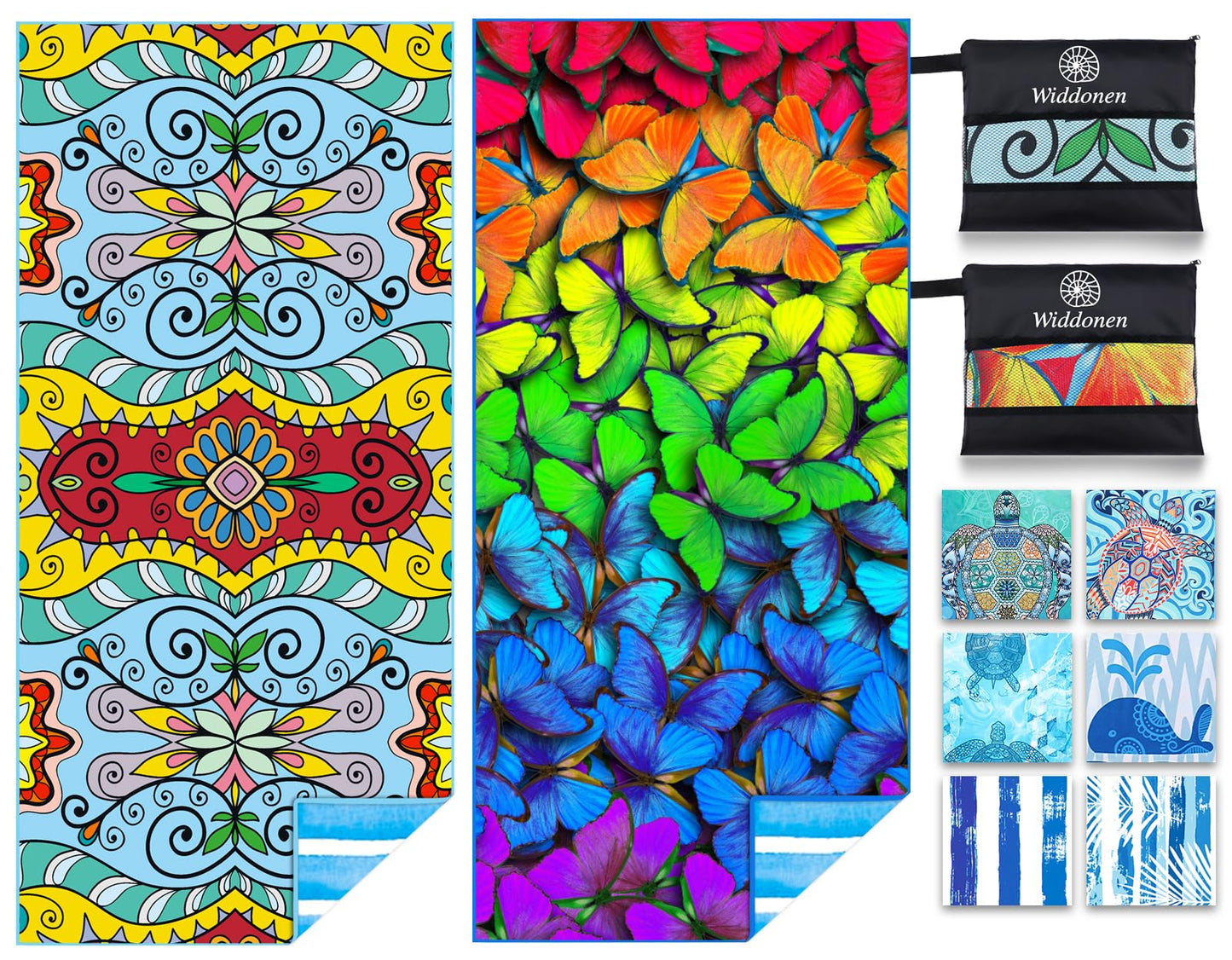 2 Pack Microfiber Lightweight Beach Towel Sand Free Quick Dry Absorbent Thin Compact Towels for Swimming Pool Camping Beach Accessories Large Easy Pack Travel Things for Vacation Essentials Gift