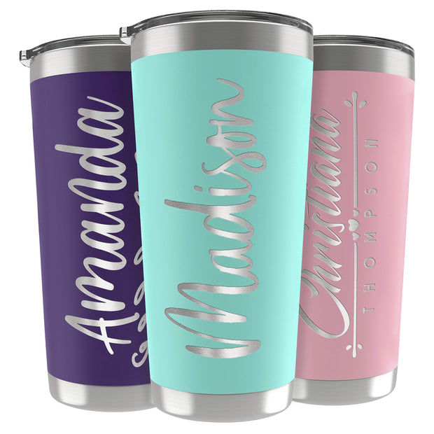 Personalized Gifts For Men - 20 Oz. Custom Tumblers w/Lid, Black - Insulated Travel Coffee Mugs - Optional Straw Set, Stainless Steel Double Wall Coffee Tumbler, Personalized Cups