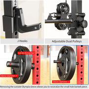 Power Cage Multi-Function Power Rack with Cable Crossover System,1800 LBS Capacity Squat Rack with Weight Bench,for Home Gym
