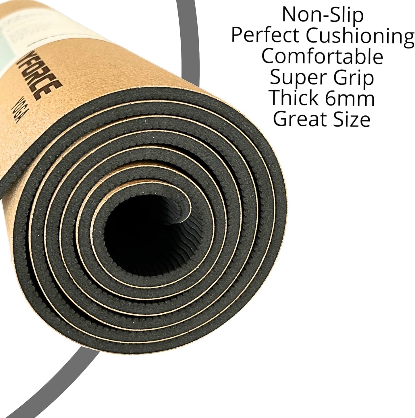 Cork Yoga Mat 6mm – Non-Slip, Sweat-Resistant, Eco-Friendly with Alignment Lines & Carry Strap