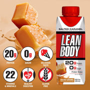 Lean Body Ready-to-Drink Salted Caramel Protein Shake, 20g Protein, Whey Blend, 0 Sugar, Gluten Free, 22 Vitamins & Minerals, (Recyclable Carton & Lid - Pack of 4)