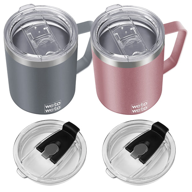 WETOWETO 14 oz Coffee Mug, Vacuum Insulated Camping Mug with Lid, Double Wall Stainless Steel Travel Tumbler Cup, Thermal Coffee Mug, Powder Coated Navy Blue