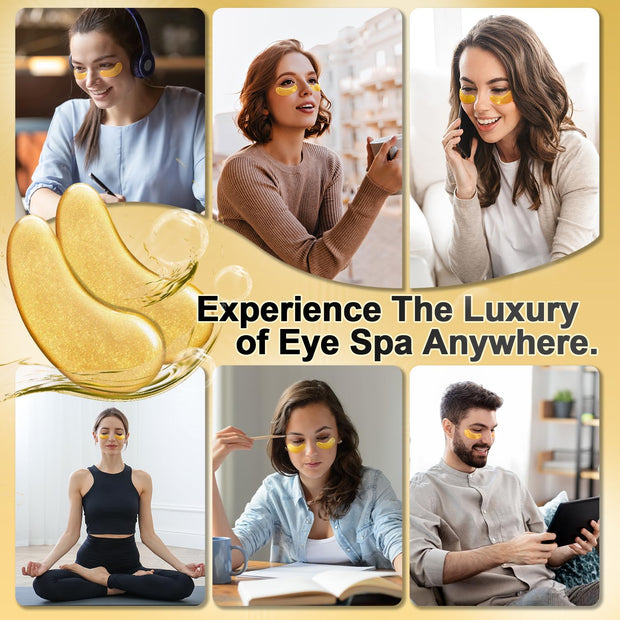 Under Eye Patches (24 Pairs) - 24K Gold Eye Masks Enriched with Abundant Collagen | Diminish Dark Circles and Puffiness | Anti-Aging, Smooth Fine Line, Nourish Skin - Gifts for Women Skin Care