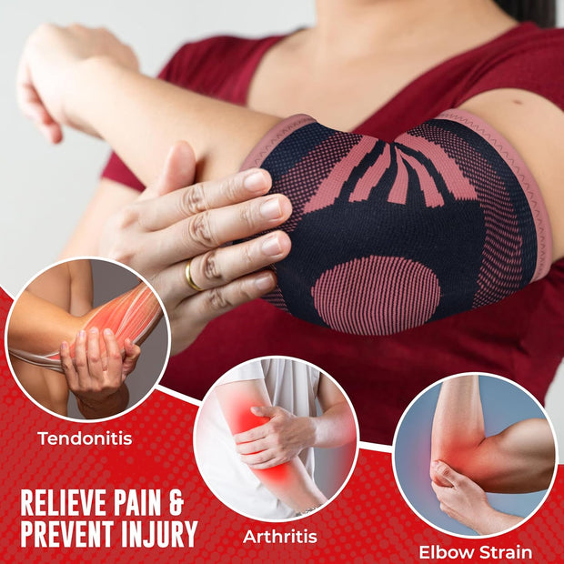 Nordic Lifting Elbow Compression Sleeves (1 Pair) – Support for Pain Relief, Tendonitis, Golfer’s & Tennis Elbow Recovery