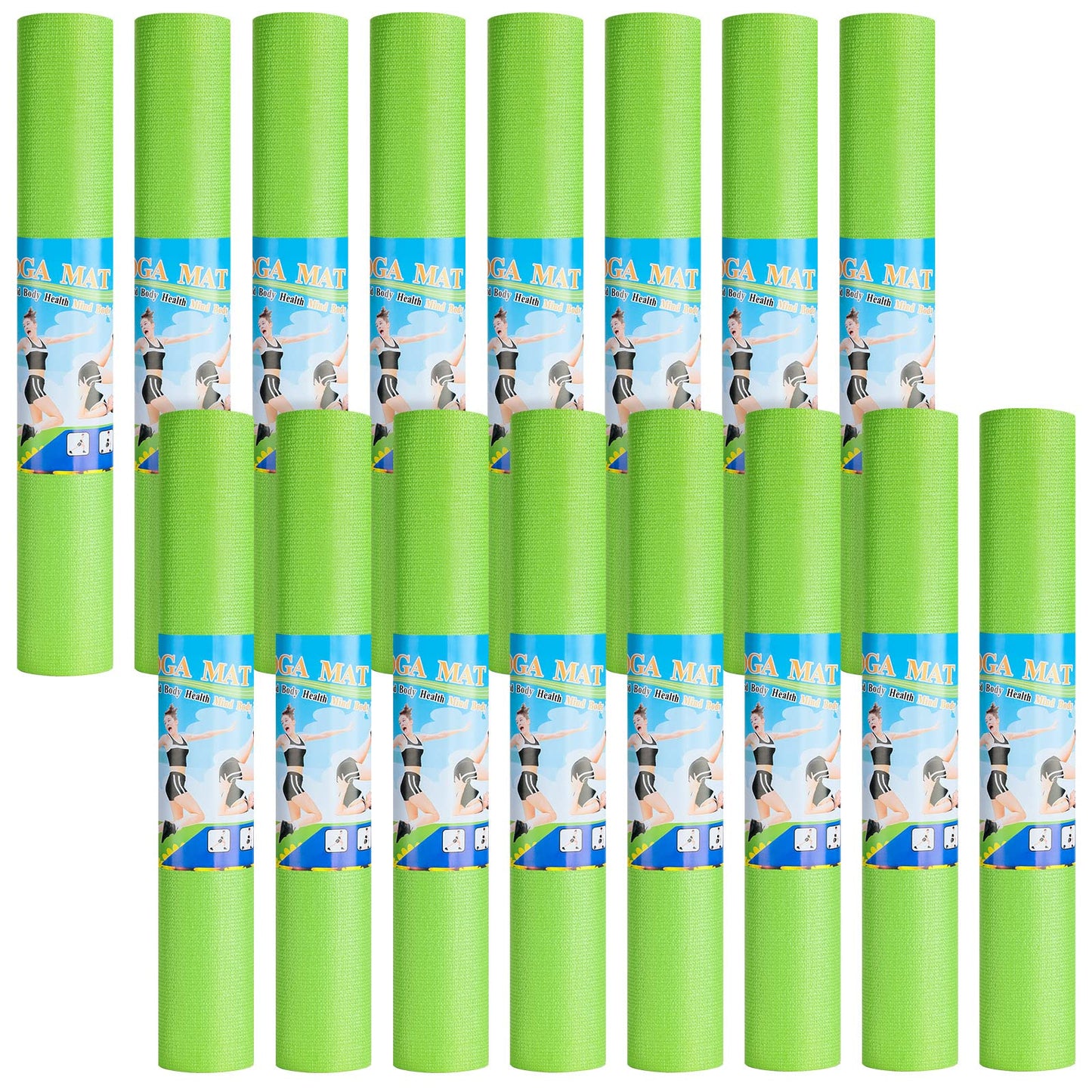 Funtery 16 Pack 3 mm Thick Yoga Mat Exercise Workout Mat Non Slip Fitness Pad for Women Gym Home Yoga Pilates