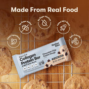 Perfect Collagen Protein Bars, Gluten Free Grass Fed Collagen + MCT Oil, Low Carb, No Sugar Added, High Protein Snacks, Keto Diet Foods, 11g Protein, 18g Fat, 3g Net Carbs, Chocolate Chip, 12 Bars
