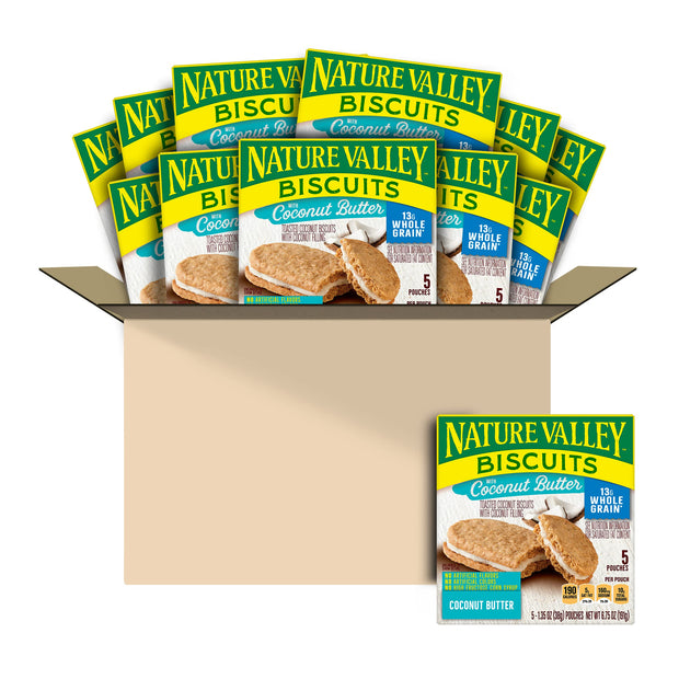 Nature Valley Biscuit Sandwiches, Peanut Butter, Snack Bars, 10 Bars, 13.5 oz