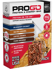 ProGo Protein Bars, Low Sugar, High Protein Snacks (Up to 21g) - 95% Pure Isolate for Faster Muscle Growth & Recovery, Low Calorie, Sweetened w/Peanut Butter & Raw Honey (20-Count, Variety Pack)