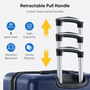 OLIXIS 3-Piece Luggage Set, 20/24/28 Inch Hardside Suitcases with Spinner Wheels, Lightweight ABS Hard Shell Travel Luggage, TSA Approved Lock, Expandable Carry-On & Checked Luggage–Blue