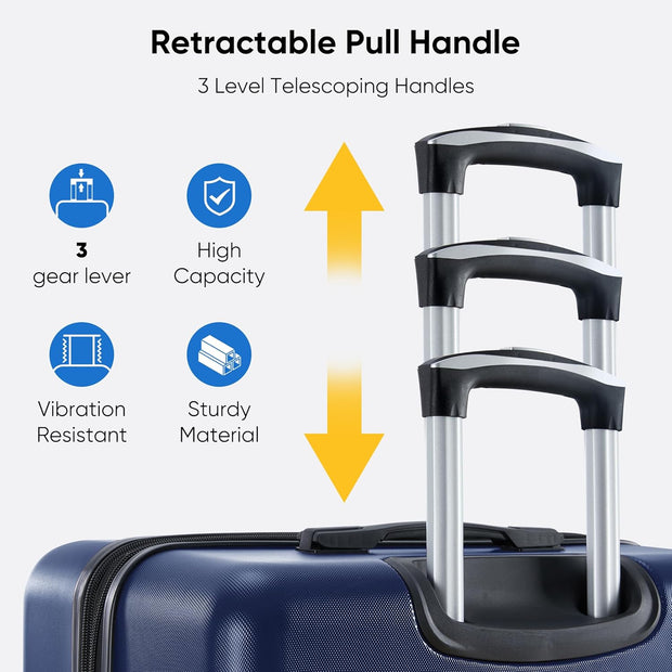 OLIXIS 3-Piece Luggage Set, 20/24/28 Inch Hardside Suitcases with Spinner Wheels, Lightweight ABS Hard Shell Travel Luggage, TSA Approved Lock, Expandable Carry-On & Checked Luggage–Blue