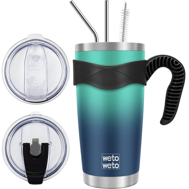 WETOWETO 20oz Tumbler, Stainless Steel Vacuum Insulated Coffee Travel Mug, Double Wall Powder Coated Insulated Coffee Mug Travel Mug with Lid Thermal Cup for Outdoor (Navy Blue, 1 Pack)