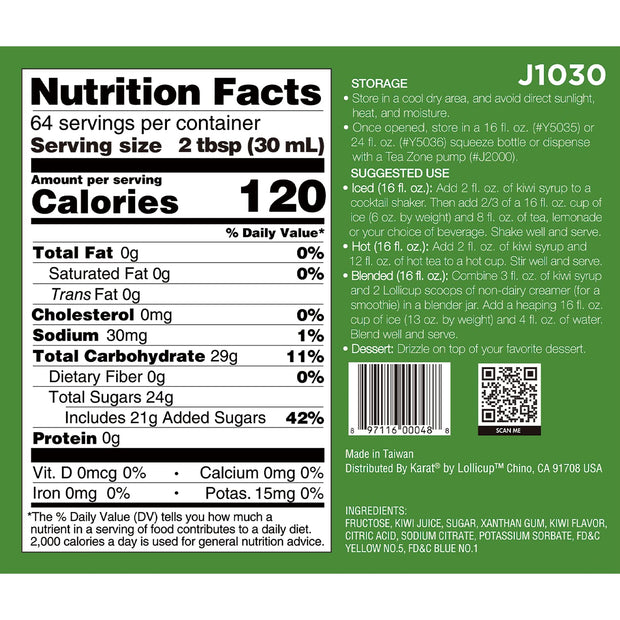 Tea Zone J1050 64 fl.oz Orange Syrup for Tea, Coffee, Sweets, Ice Cream, Cocktails Blending