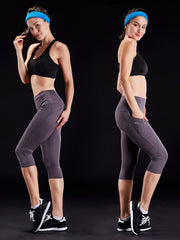NELEUS Women's Tummy Control High Waist Capri Running Leggings Yoga Pants with Pocket