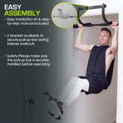 ProsourceFit Heavy Duty Doorway Mount Pull Up/Chin-Up Bar, Adjustable with Foam Grips for Home Workouts