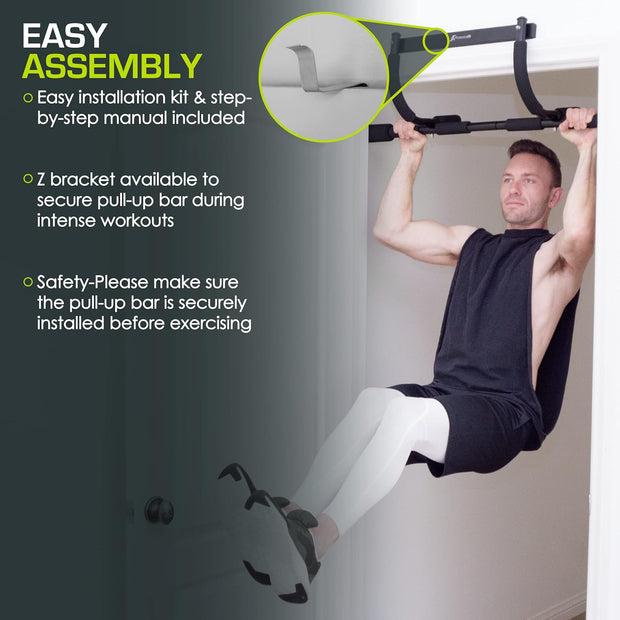 ProsourceFit Heavy Duty Doorway Mount Pull Up/Chin-Up Bar, Adjustable with Foam Grips for Home Workouts