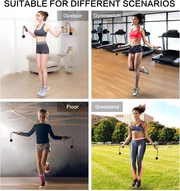 Jump Rope, Training Ropeless Skipping Rope for Fitness, Adjustable Weighted Cordless Jump Rope for Men Women Kids