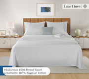 LANE LINEN 100% Egyptian Cotton White Sheets King Size - 1500 TC, 4 Pc - Luxury Sateen Weave Cotton King Size Sheets Set - 15" Extra Deep Pocket King Sheets Sets - White Bed Sheets
