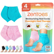 ZenToes Moisturizing Socks for Cracked Heel Treatment - Vitamin E, Olive Oil and Jojoba Oil Infused Heel Socks to Soften and Hydrate (Fuzzy Blue, Regular)