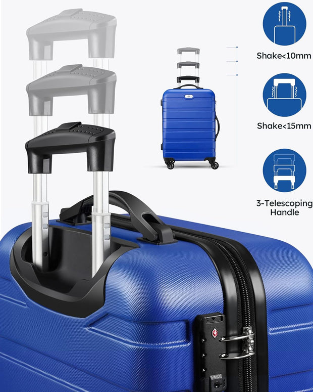 Suitour Luggage 3 Piece Sets Hard Shell Luggage Set with Spinner Wheels, TSA Lock, 20 24 28 inch Travel Suitcase Sets, Bright Blue