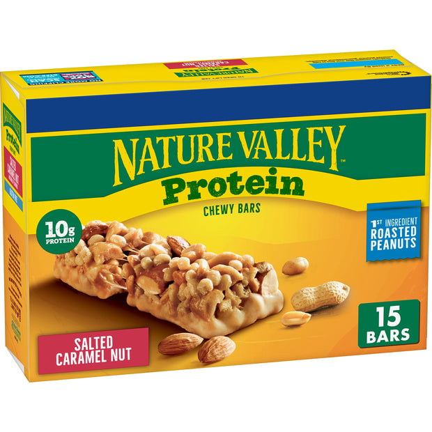 Nature Valley Breakfast Bars, Protein Granola Bars, Peanut Butter Dark Chocolate, Chewy, Gluten-Free, Individually Wrapped, On-the-Go, No Artificial Flavors or High Fructose Corn Syrup, 15-Count Box