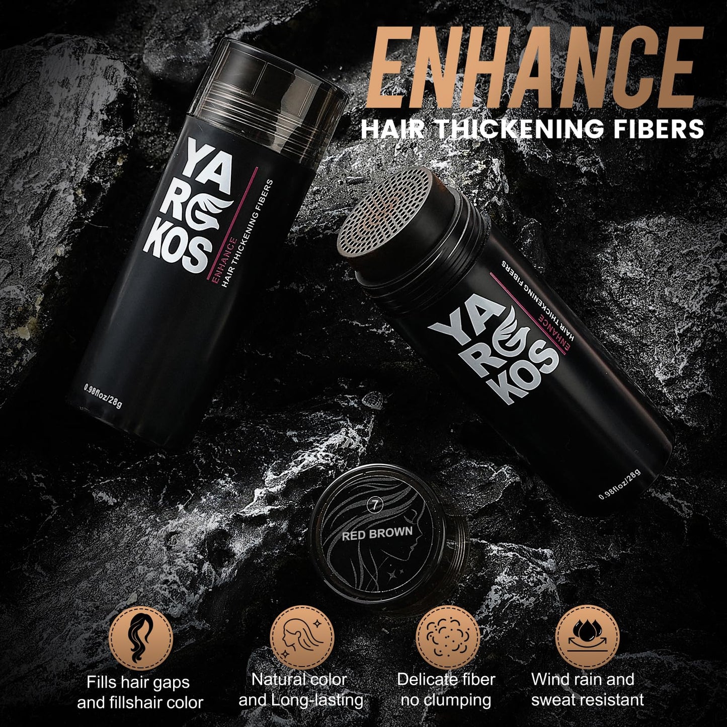 Hair Fibers for Thinning Hair or Fill In Fine, Hair Building Fibers (28g) for Women & Men, Hair Powder for Instantly Thicker, Fuller Looking - GRAY