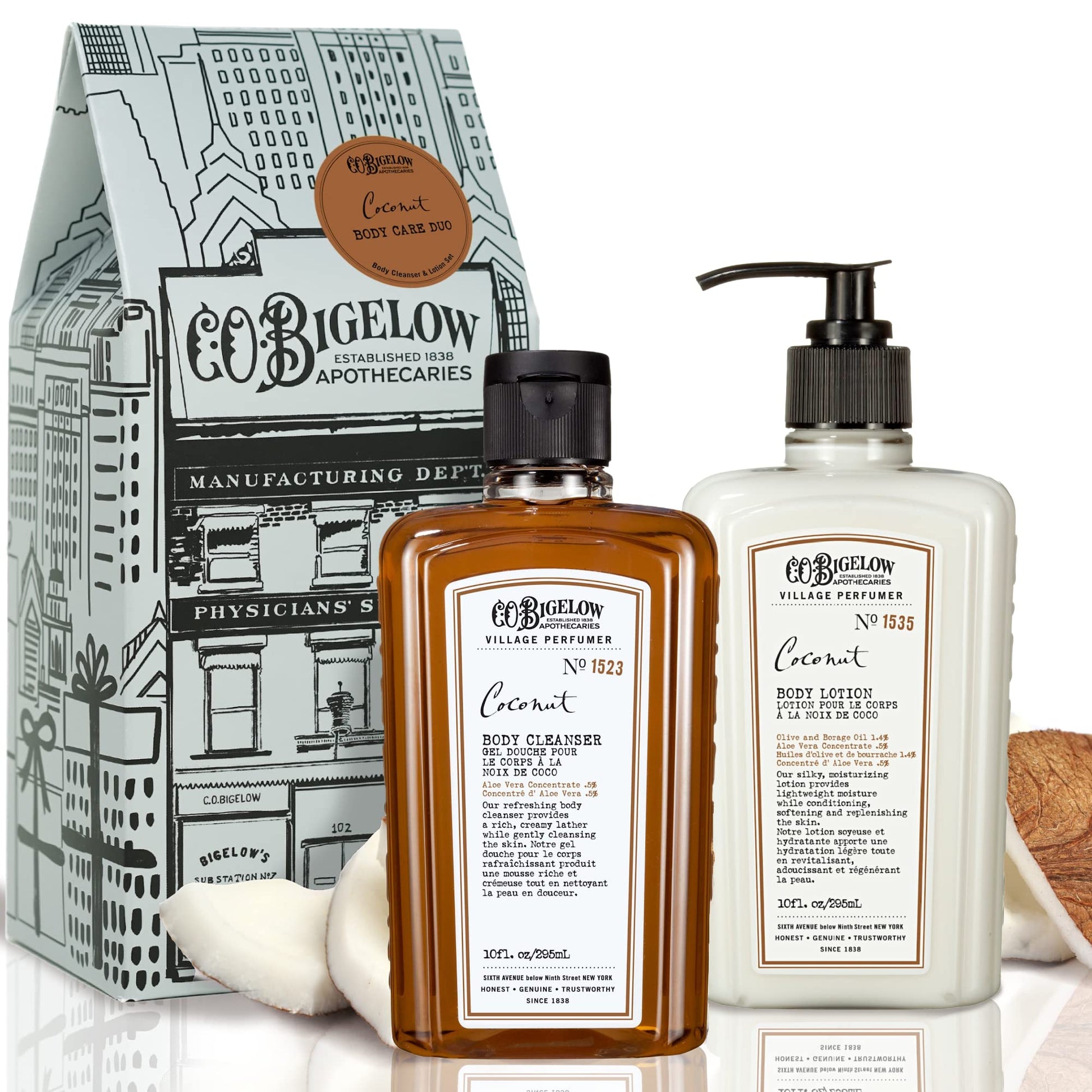 C.O. Bigelow Apothecary Duo, Grapefruit Body Care Gift Box with Body Soap & Lotion, Gift Set of Two - Moisturizing Lotion & Liquid Body Wash for Dry Skin - 10fl oz Each