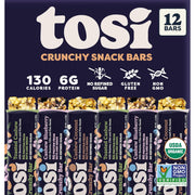 Tosi Cashew Variety Pack Protein Bars, Plant Based with Nuts, Gluten-Free Crunchy Snacks, Vegan, Organic, Flax & Chia Seeds, Soy-Free, Omega 3s, 5G Protein, 1 oz, 12-Pack