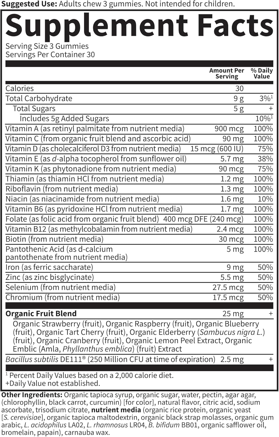 Garden of Life Vitamin Code Women’s Multivitamin Gummy with Iron: Folate, Biotin, D3 & B12 for Hair, Skin & Nails + Probiotics for Immune Health & Digestion, Non-GMO, Gluten-Free, 90 Cherry Gummies