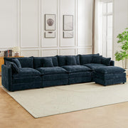 Modular Sectional Sofa, 112.2 Inch L Shaped Couch Set with Armrests, 3-Seater Comfy Cloud Couches with Movable Ottoman for Living Room Apartment, Coffee with 1 Ottoman