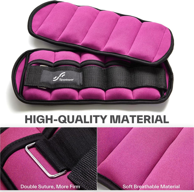 Sportneer Adjustable Ankle Weights for Women and Men 7 lbs/Pair Adjustable Leg Weights with Secure Straps, Strength Training Weighted for Yoga, Walking, Running, Aerobics, Gym, Physical Therapy