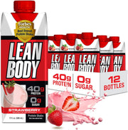 Labrada Lean Body Ready-to-Drink Strawberry Protein Shake, 40g Protein, Whey Blend, 0 Sugar, Gluten Free, 22 Vitamins & Minerals, 17 Ounce (Recyclable Carton & Lid - Pack of 12) LABRADA
