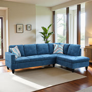 Sectional Couch 103.5" L Shaped Couch Comfy Futon Bed Upholstered Faux Leather 3 Pieces Living Room Furniture Sets with Ottoman and High Density Sponges for Living Room, White