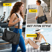 Vorspack Small Gym Bag - 14 Inches Duffle Bag for Travel Lightweight Duffel Bag for Men Women Personal Item Bag Weekender Bag for Travel Sports Gym - Black