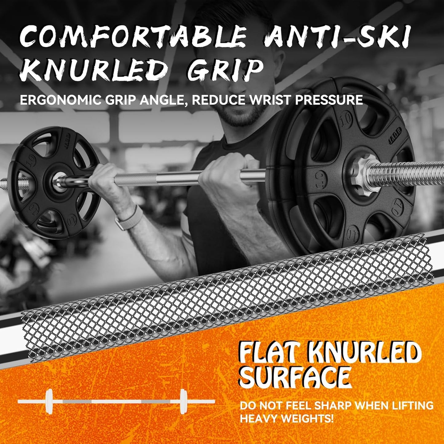 55" Weight Lifting Bar, 1" Standard Straight Barbell Bars for Weight lifting, Olympic Barbell Bar for Bench Press/Hip Thrusts/Squats/Lunges for Gym and Home, 2 Star Star-nuts (480lb Weight Capacity)