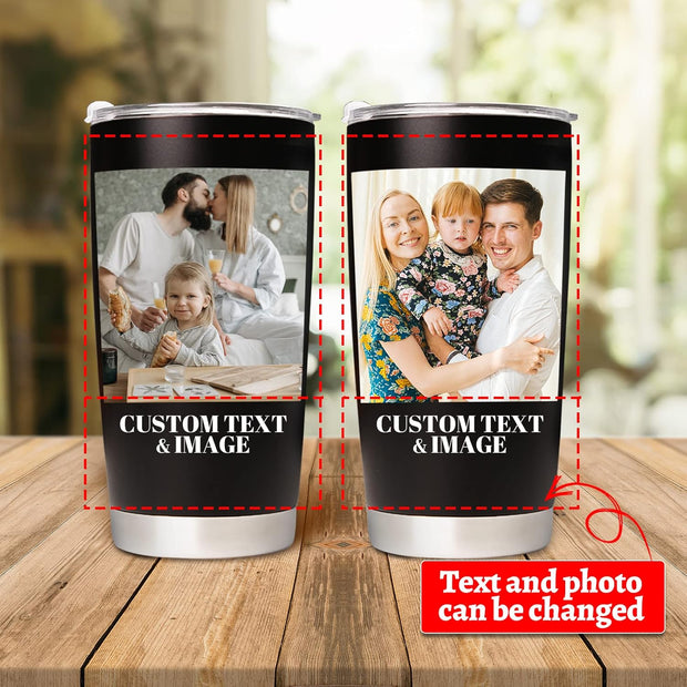 Personalized Coffee Tumbler With Picture Text Name Logo, Custom Photo 20oz Stainless Steel Tumbler With Lid & Insulated, Employee Appreciation Christmas Gifts for Men Women - Customized By Enterprise