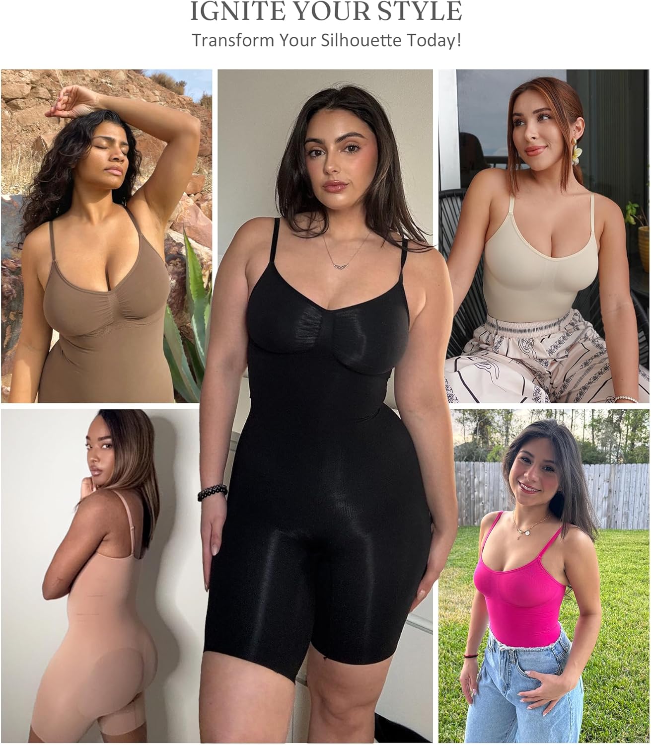 FeelinGirl Shapewear Bodysuit Tummy Control Seamless Sculpting Hip Enhancer Body Shaper for Women