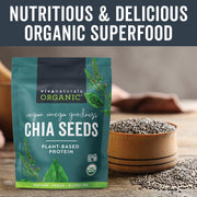 Viva Naturals Organic Chia Seeds 2 LBs - Plant-Based Omega-3 and Vegan Protein, Non-GMO Chia Seeds Organic Perfect for Smoothies, Salads and Chia Seed Pudding, Black Chia Seeds Bulk