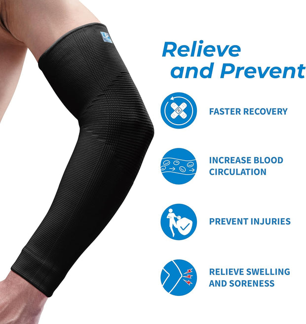 LP SUPPORT 668 Elbow Compression Sleeve Brace, Tennis and Golfer’s Elbow, Tendonitis, For Workouts, Men & Women (1-Pack)