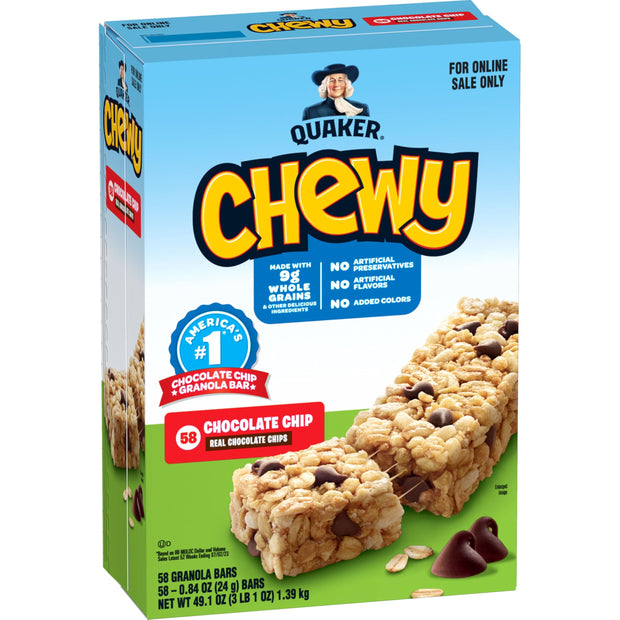 Quaker Chewy Granola Bars, 3 Flavor Variety Pack,58 Count (Pack of 1)